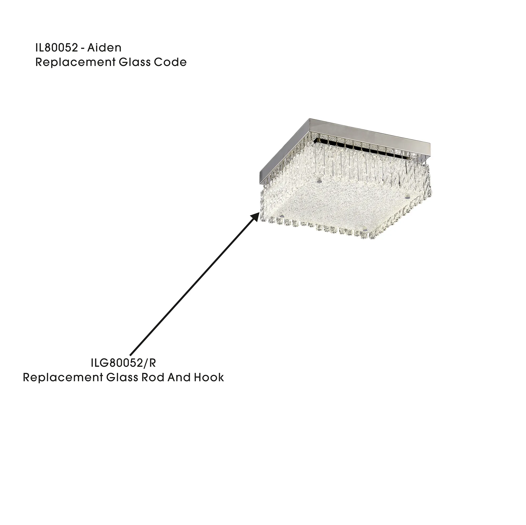 ILG80052/R  Aiden Replacement Glass Rod And Hook